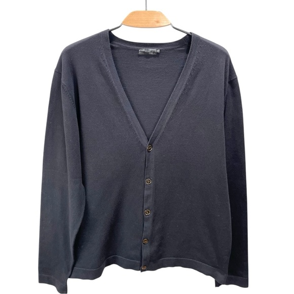 ** Filippa K Black Y Neck Cotton Blend Cardigan Size XXL - Picture 2 of 7